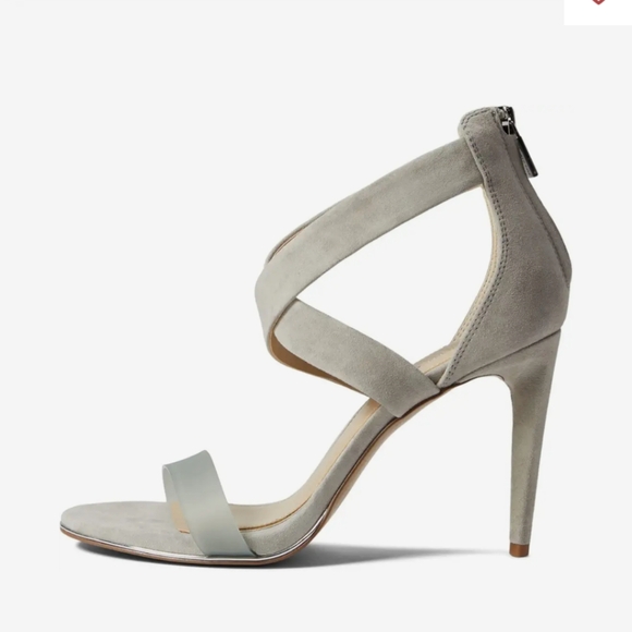 Kenneth Cole Brooke Suede Cross Strap Heeled Sandal, Gray 8M - Picture 3 of 16